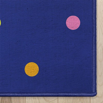 Crayola Polka Dot Blue Synthetic 5' x 7' Area Rug