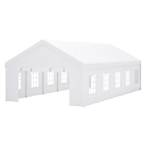 ACEPANO 191.9 in. W Outdoor Gazebo with 3 Storage Pockets & Removable Side Walls for Camping, Weddings & Barbecues-White - 1 of 4