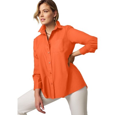 Jessica London Women's Plus Size Stretch Cotton Oversized Shirt