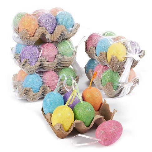 Two Toned Glitter Easter Eggs Hanging Ornament Decor 8 Count 2 1/2 In N.G. 