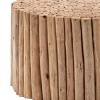 INFURNIC Coffee Tables Handcrafted Round Wooden Coffee Table with Carved Top and Natural Finish Modern Rustic Design, Brown, 32"*32"*17" - 2 of 4