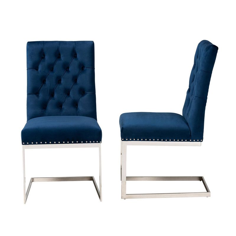 2pc Sherine Velvet Fabric and Metal Dining Chair Set - Baxton Studio, 5 of 12