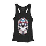Women's Design By Humans July 4th American Sugar Skull By  Racerback Tank Top
