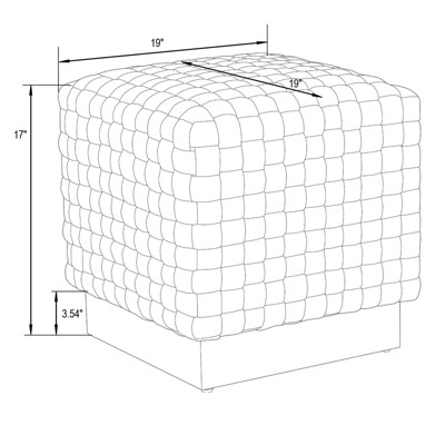 Myrtle Pink Velvet Square Ottoman with Gold Base