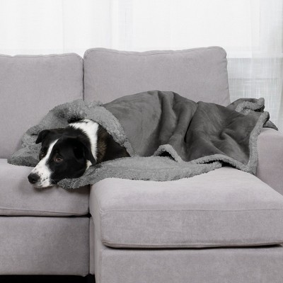 Extra Large Silver Gray Waterproof Pet Blanket with Soft Terry Fabric