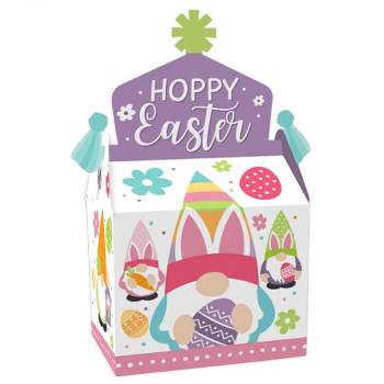 Big Dot of Happiness Easter Gnomes - Treat Box Party Favors - Spring Bunny Party Goodie Gable Boxes - Set of 12