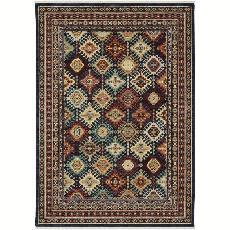 Oriental Weavers L003B6240340ST 7 ft. 10 in. x 10 ft. 10 in. Lilihan 003B6 Rectangle Traditional Area Rug, Navy, 1 of 2