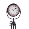 Olivia & May 57"x17" Metal Tall Tripod Clock Black : Silent Running, Roman Numerals, Indoor Iron Mantel Clock - 3 of 4