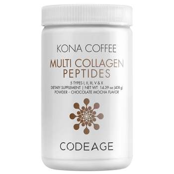 Codeage Multi Collagen Peptides Mocha Powder, Grass-Fed, Hydrolyzed Collagen Protein Supplement - 14.39 oz