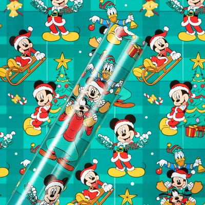 30in 40 sq ft Mickey & Friends Green Gift Wrap - American Greetings