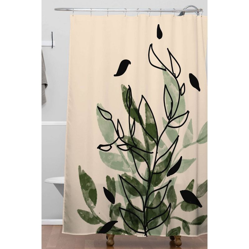 Aleeya Jones Leaves Shower Curtain Green/Cream - Deny Designs, 3 of 5