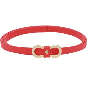 INSPIRE CHIC Women's Skinny Extra 8-Shaped Golden Buckle Holeless Waist Belts - 1 of 4