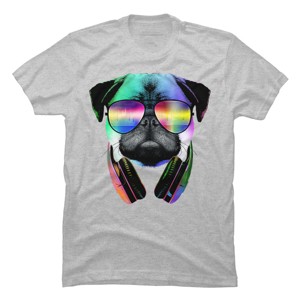 Men's Design By Humans Rainbow Disco Pug By clingcling T-Shirt - 1 of 4