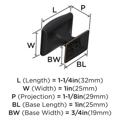 Candler Oil-Rubbed Bronze Rectangular Cabinet Knob 1-1/4 inch