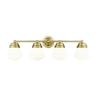Luxe Gold 31.5" Dimmable Vanity Light with Matte Opal Glass