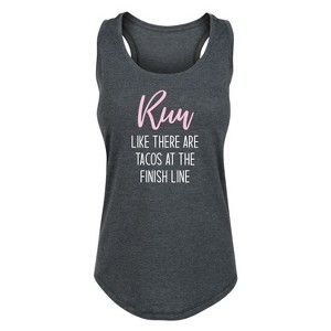 Women's - Instant Message - Run Tacos At Finish Line Graphic Racerback Tank - 1 of 4
