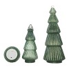 Transpac Light Up Glass Green Glitter Trees - Set of 3 Decorative Christmas Objects for Festive Home Decor - 3 of 4