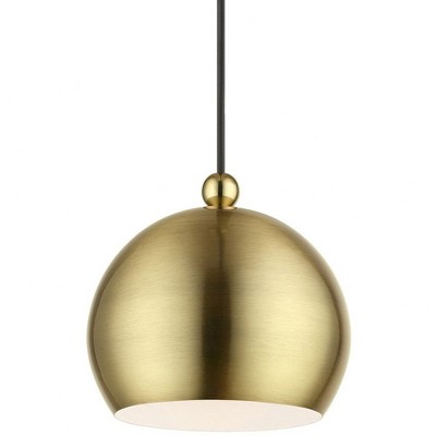 Stockton Mini Globe Pendant in Antique Brass with Polished Accents