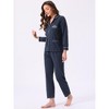 INSPIRE CHIC Women's Lounge Set Cotton Ribbed Button Up Long Sleeve Pants Pattern with Pocket Pajama Set Loungewear - 2 of 4