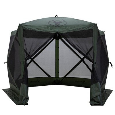 Gazelle GG500GR 4 Person 5 Sided Outdoor Portable Pop Up Water and UV Resistant Gazebo Screened Tent with Carry Bag and Stakes, Alpine Green