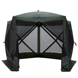 Gazelle GG500GR 4 Person 5 Sided Outdoor Portable Pop Up Water and UV Resistant Gazebo Screened Tent with Carry Bag and Stakes, Alpine Green