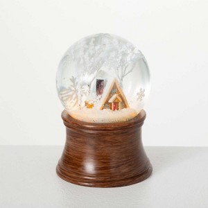 Sullivans LED Winter Cabin Snow Globe Multicolor 6"H Resin - 1 of 3