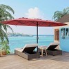 15FT Double Sided Rectangle Market Umbrella, Outdoor Large Patio Umbrella with Base, Double Topped Design for Poolside Lawn and Backyard - 3 of 4