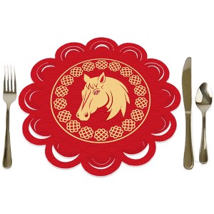 Big Dot of Happiness Lunar New Year - 2026 Year of the Horse Round Table Decorations - Paper Chargers - Place Setting For 12 - 1 of 4