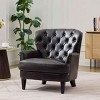 Vintage Lounge Chair with Nailhead Trim, Chair with Curved Backrest for Living Room, Wood Frame Chair with Polyester Cushion-Coolbibila - 3 of 4