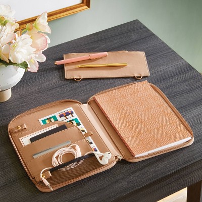 Zipper Tech Case with Pockets and 60 Page 0.3&#34; Rule Notebook Brown - Threshold&#8482;_3