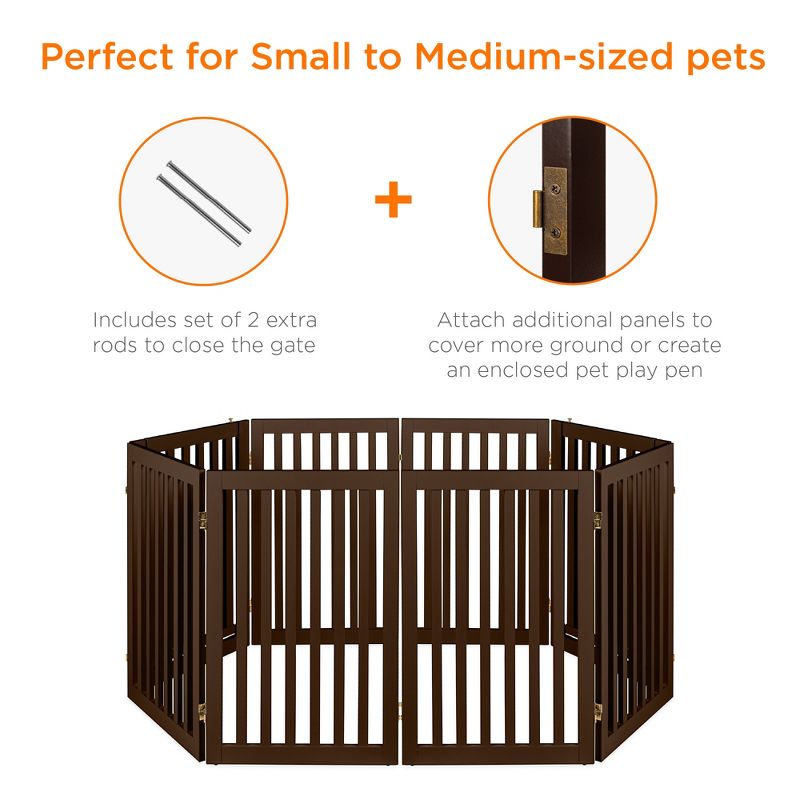 Best Choice Products 31.5in 4-Panel Freestanding Wooden Pet Gate w/ Walk Through Door, Adjustable Pen, 2 of 8