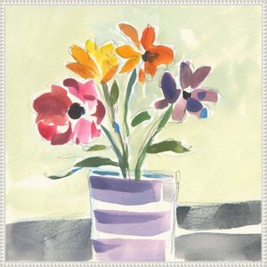Amanti Art 30"x30" Morning Flowers by Vas Athas Framed Canvas Wall Art Print White: Hand-Stretched, Modern Still Life - 1 of 4