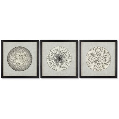 Newhill Designs Geometric Burst 23 3/4" High Framed Wall Art - Set of 3