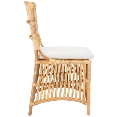 Erika Natural Rattan and White Metal Accent Chair Set of 2