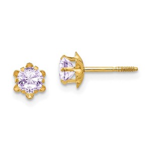 Black Bow Jewelry Kids 4mm Synthetic Alexandrite ScrewBack 14k Yellow Gold Stud Earrings - 1 of 4