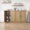 MAYEERTY  Natural Wood Grain Storage Cabinet with Glass Door for Living Room & Bar Area - 2 of 4