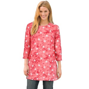 Woman Within Perfect Printed Three-Quarter-Sleeve Scoopneck Tunic - 1 of 4