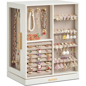 Jewelry Box 360° Rotating, with 5 Drawers, Glass Window, Vertical Jewelry Storage - 1 of 4