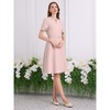 INSPIRE CHIC Women's Elegant A-Line Choker V Neck Belted Wear to Work Fit and Flare Dress - 3 of 4