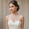 Wedding Bridal Jewelry Set, Austrian Crystal Teardrop Cluster Necklace & Earrings - 3 of 4