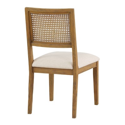 Serene Beige Cane Back Side Chair with Padded Seat