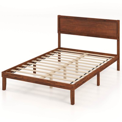 Infans Full Bed Frame w/ Rustic Headboard Under-bed Storage Space No Box Spring Needed