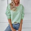 Womens Wavy Striped Sweater Crewneck Long Sleeve Knitted Sweater Casual Pullover Y2K Sweaters - 2 of 4