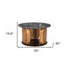 HomeRoots 30" Black and Brown Genuine Marble Marble and Solid Wood Round Coffee Table - 3 of 4