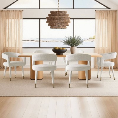Modern Upholstered Dining Chairs Set of 6, Cushioned Seat with Armrest, Metal Legs, Dining Room and Kitchen Chairs-Maison Boucle