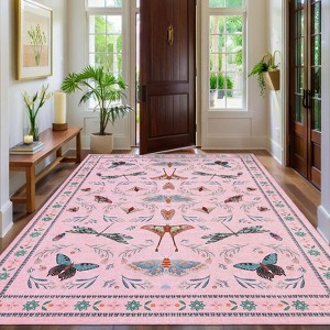 Washable Insect Runner Rug for Bedroom Kitchen Non Slip Rugs Whimsical Fantasy Boho Indoor Ultra Soft Rugs - 1 of 4