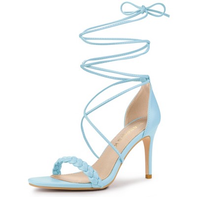 Allegra K Women's Woven Lace Up Strappy Stiletto Heel Sandals