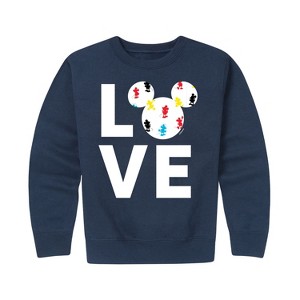 Boys' - Disney - Mickey Love Fill Graphic Long Sleeve Fleece Sweatshirt - 1 of 4