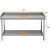 48x24 Inch NSF Certified Stainless Steel Prep & Work Table with Backsplash and Adjustable Undershelf Commercial Kitchen Island for Restaurants - 3 of 4