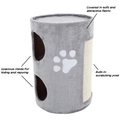 Gray Two-Story Cat Condo with Sisal Scratching Pad
